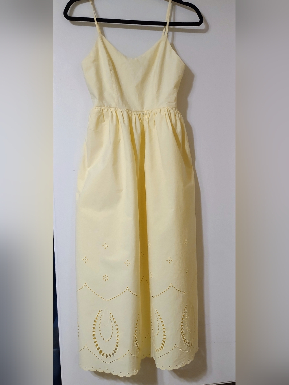 Calypso Yellow Women's Eyelet Maxi Cotton Lined Dress Size 4